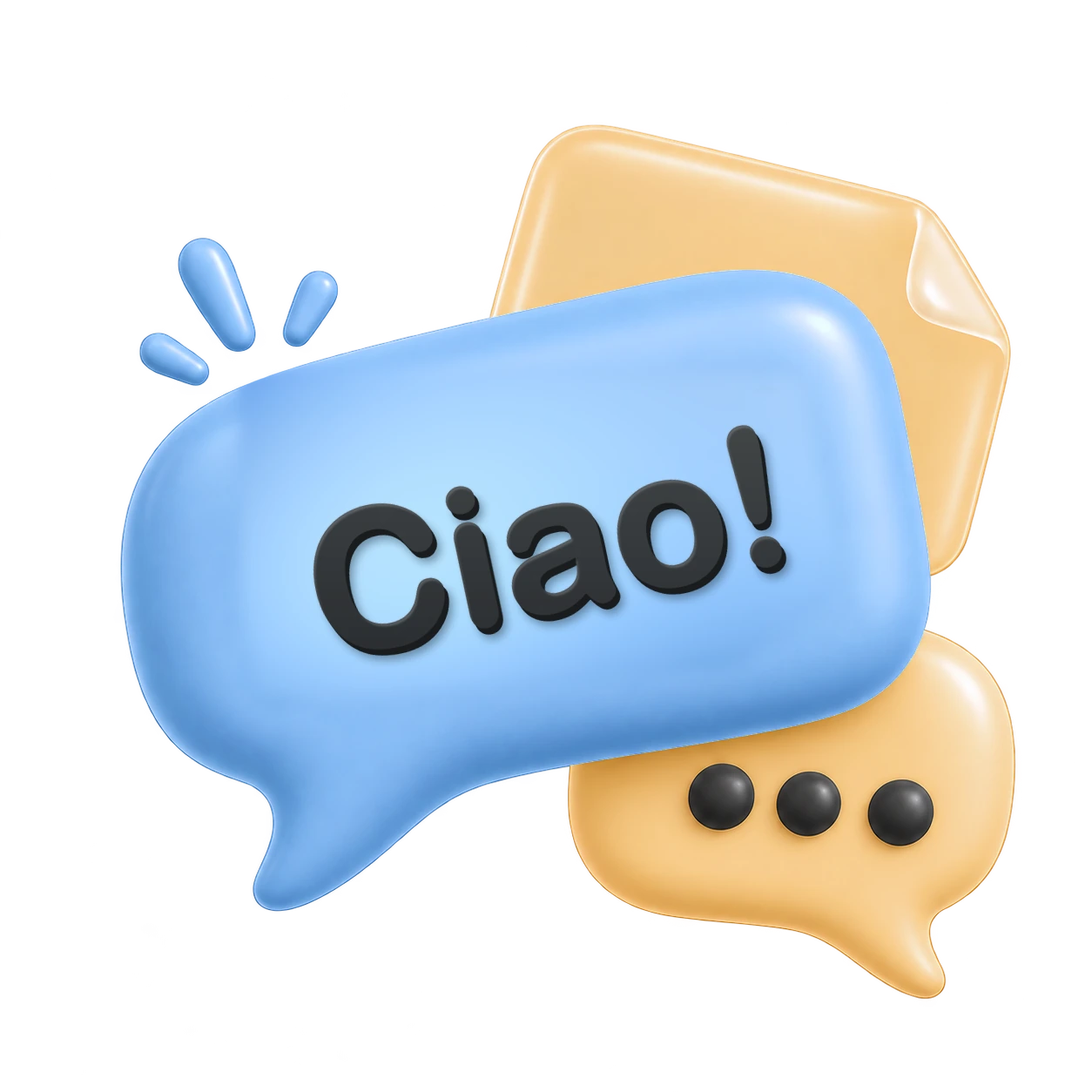 Illustrazione di una bolla azzurra con il messaggio Ciao!